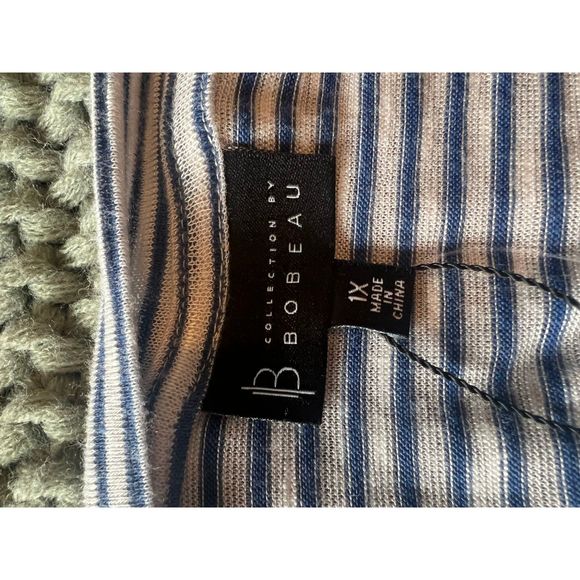 NWT Bobeau Striped Cardigan with Front Tie Blue & White Stripes 1X - Picture 7 of 8